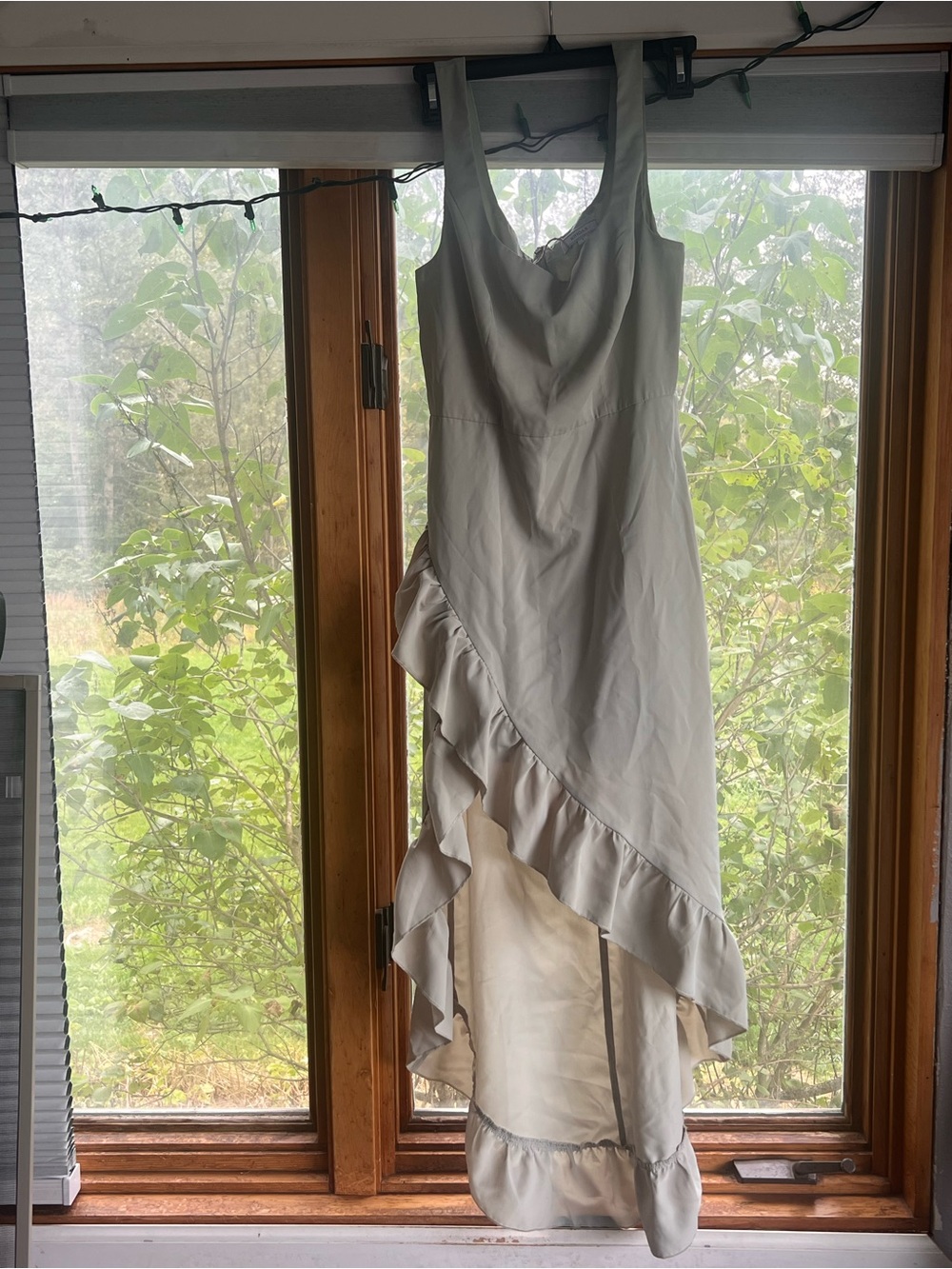 RIHOAS Light Gray Asymmetric Ruffle High-Low Dress